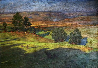 المناظر الطبيعية المرتفعة عند غروب الشمس. بواسطة هانز ريتشارد فون فولكمان